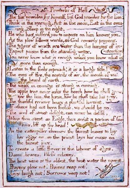Proverbs of Hell, text från 