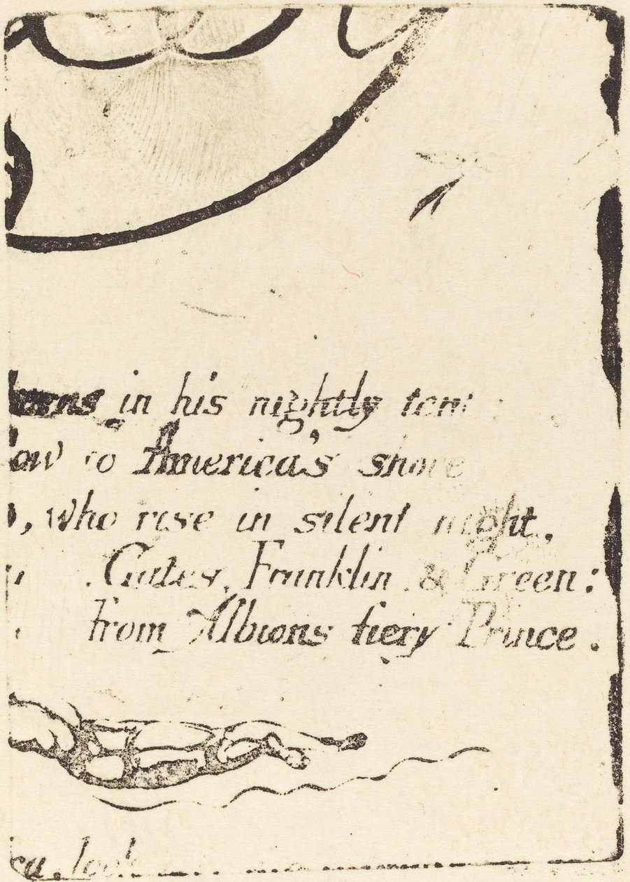 Återslag från fragment av den annullerade plåten för "A Prophecy" av William Blake