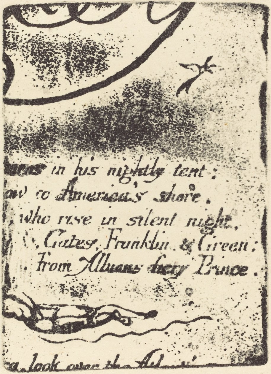 Återslag från fragment av den avbrutna plåten för "A Prophecy" av William Blake