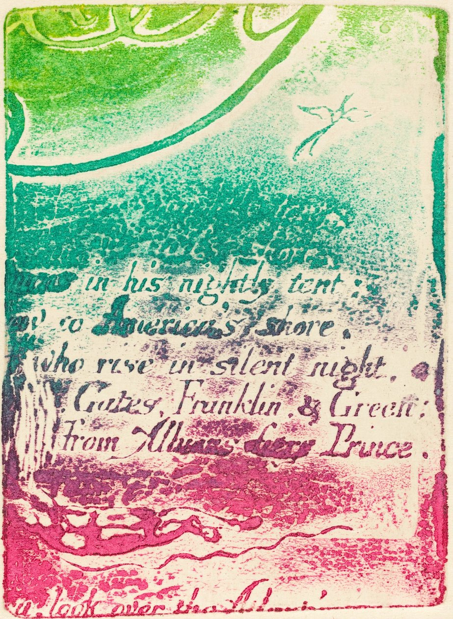 Återstrike från fragment av annullerad plåt för A Prophecy, 1793. av William Blake