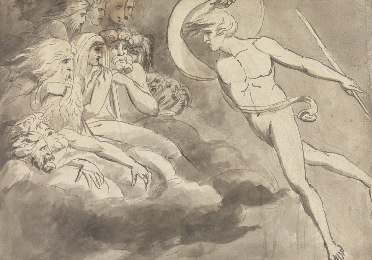 Satan närmar sig Kaosets hov av William Blake