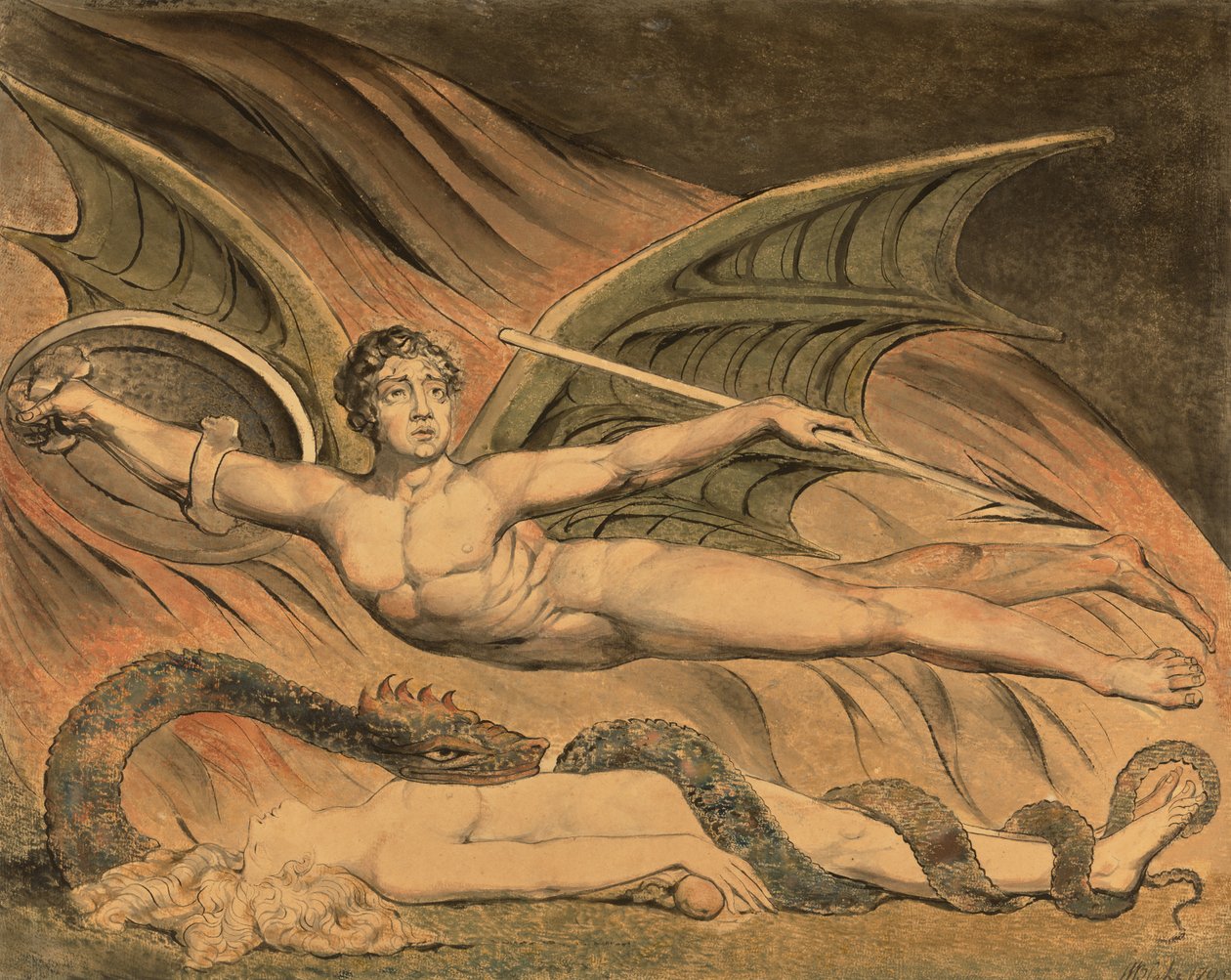 Satan jublar över Eva av William Blake
