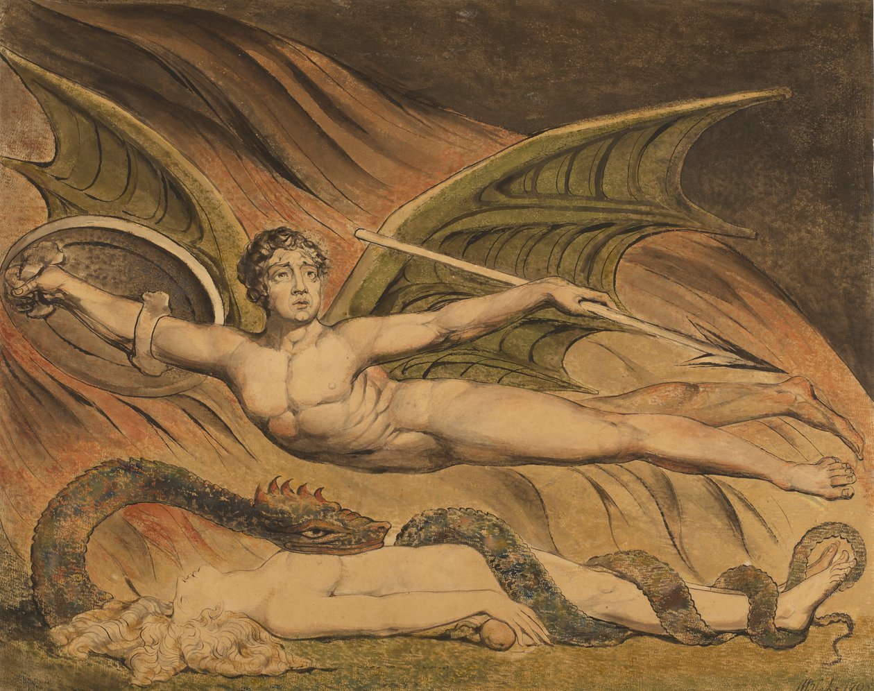 Satan jublar över Eva av William Blake