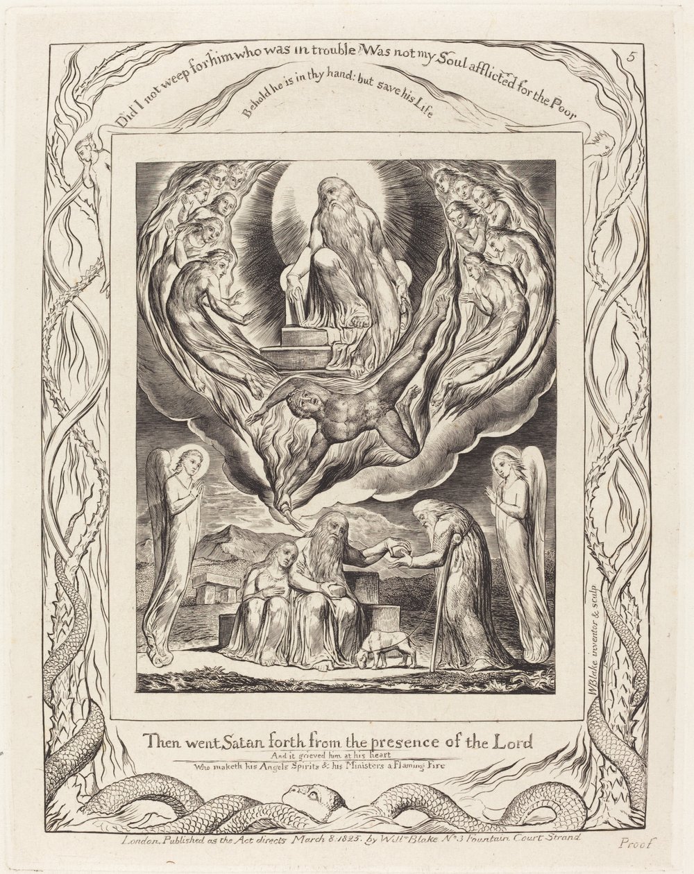 Satan går ut från Herrens närvaro av William Blake