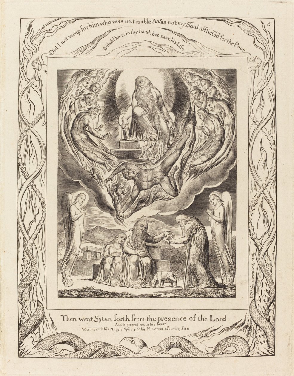 Satan går ut från Herrens närvaro av William Blake