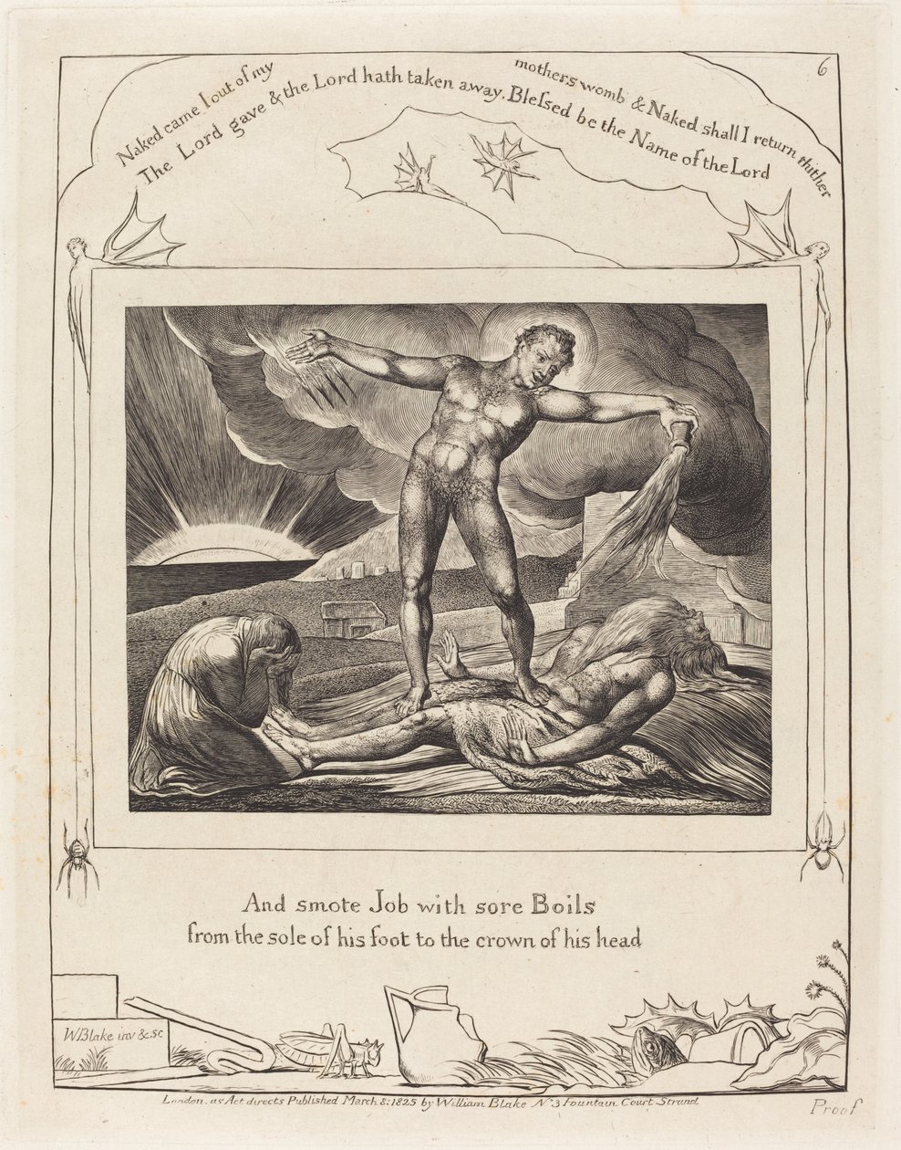 Satan slår jobb med bölder, 1825. av William Blake