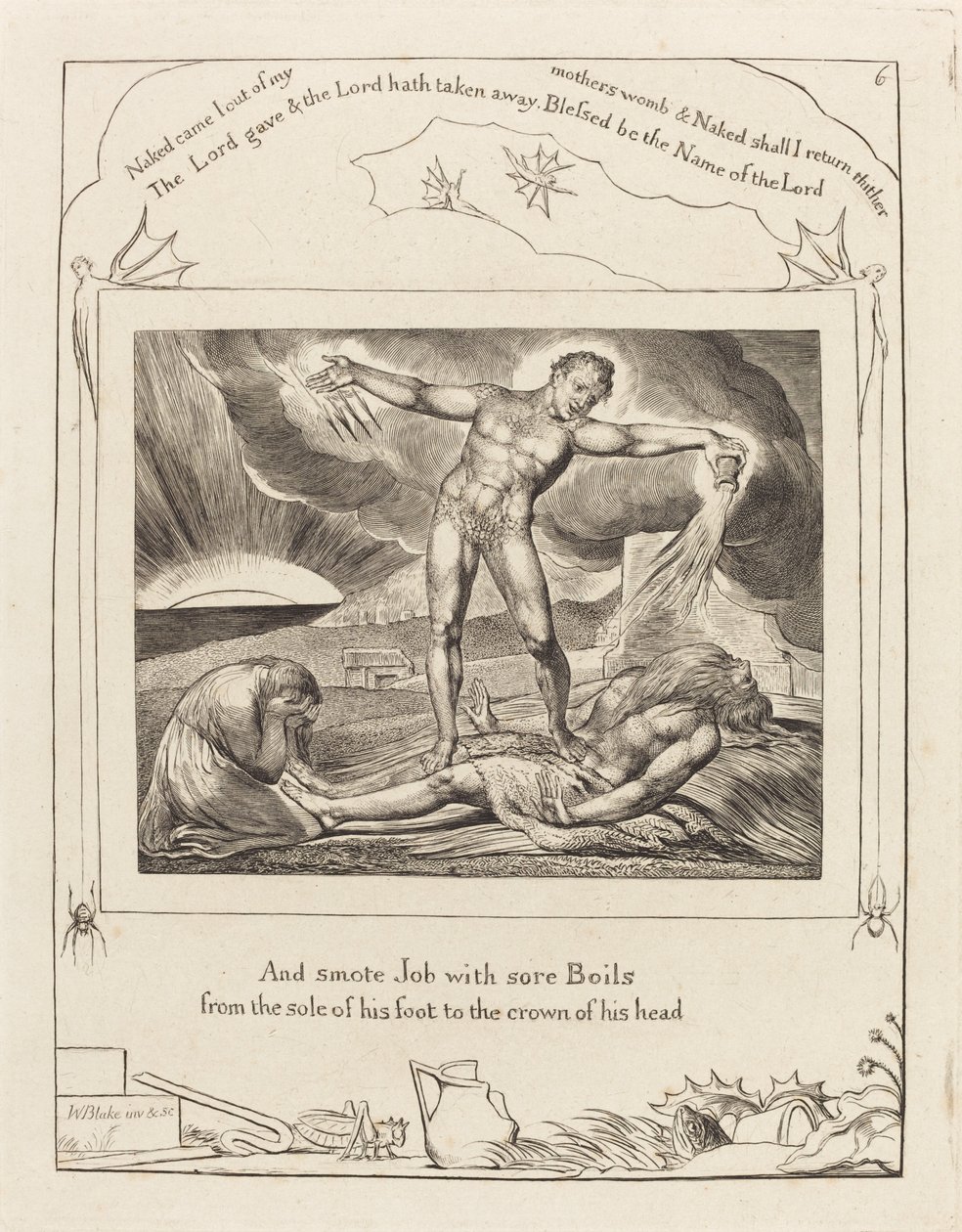 Satan slår jobb med bölder, 1825. av William Blake