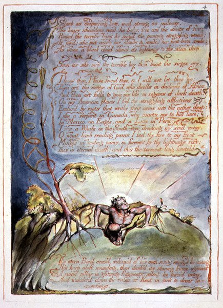 "Silent as Despairing Love", skylt 2 från "America, a Prophecy" av William Blake
