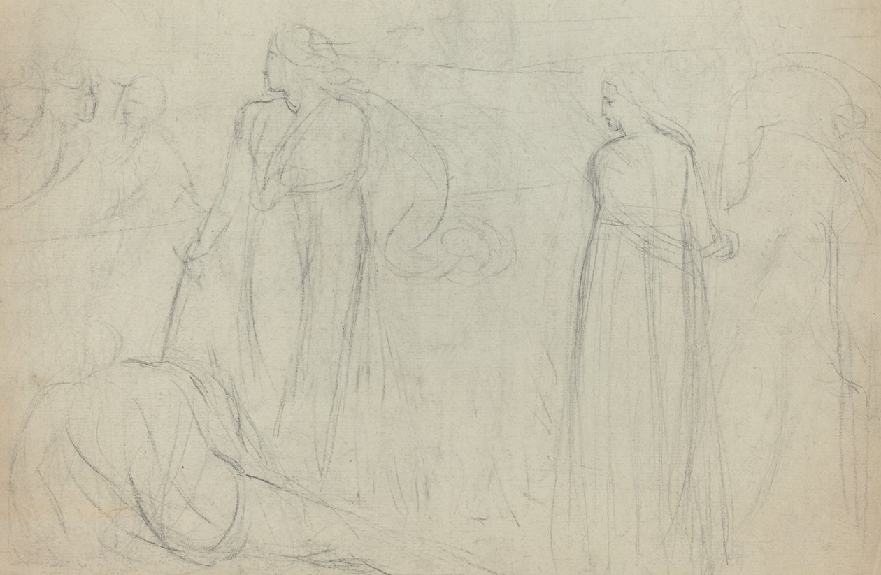 Skiss av en svärdsman som står över sin besegrade motståndare [verso] av William Blake
