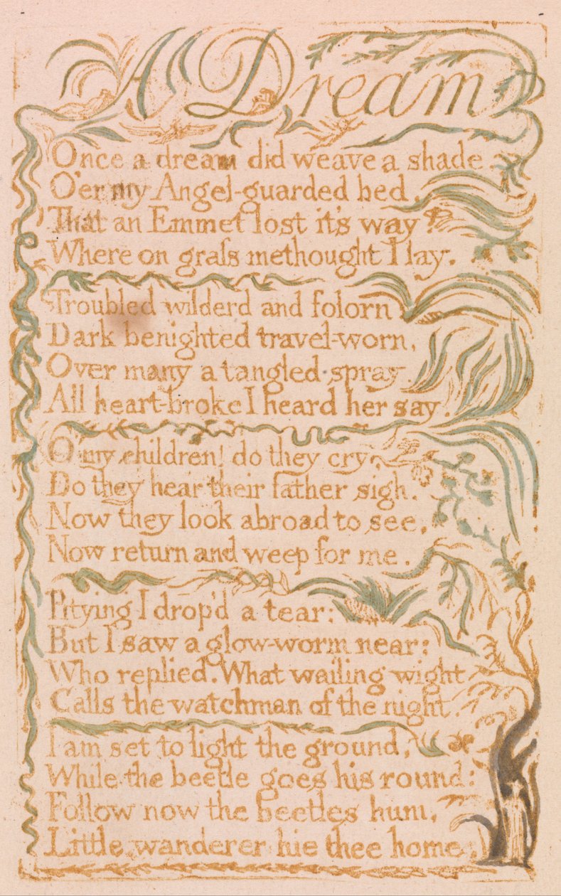 Sånger om oskulden, platta 4, En dröm (Bentley 26) av William Blake
