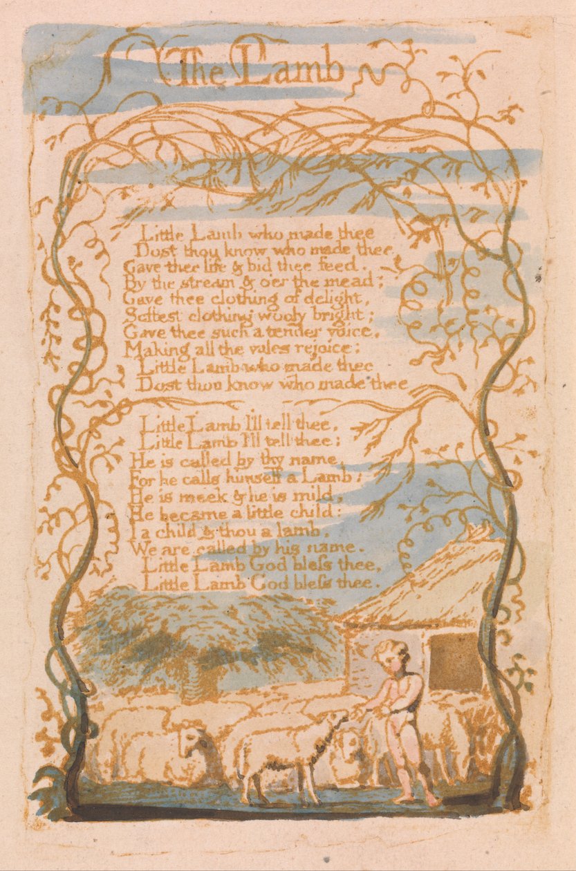 Songs of Innocence, Plate 8, The Lamb (Bentley 8) av William Blake
