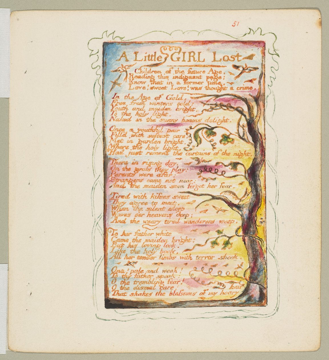 Songs of Innocence and of Experience: A Little Girl Lost, ca. 1825. av William Blake