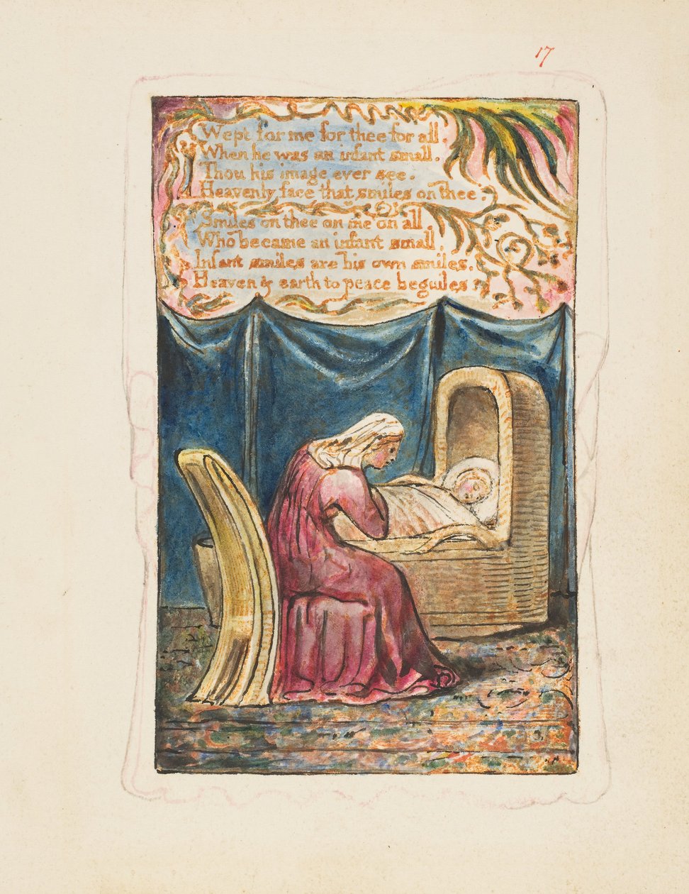Sånger om oskuld och erfarenhet: Cradle Song andra plattan: Wept for me..., ca. 1825. av William Blake