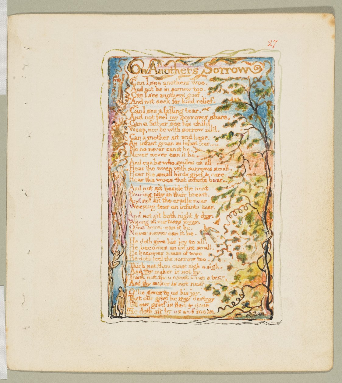 Songs of Innocence and Experience: On Anothers Sorrow, ca. 1825. av William Blake