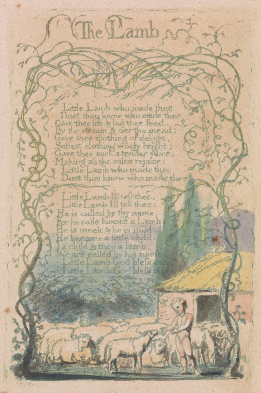 Songs of Innocence and of Experience, tavla 18, "The Lamb" (Bentley 8) av William Blake