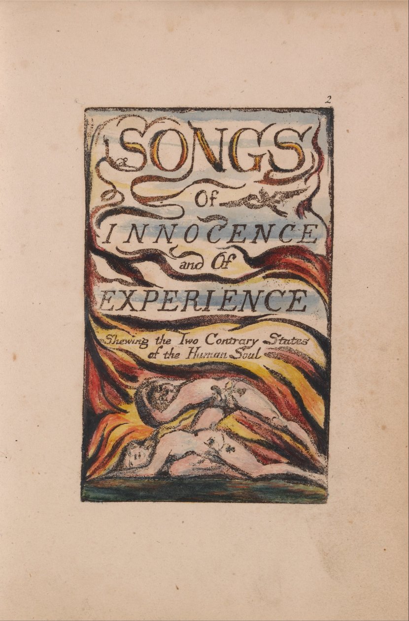 Songs of Innocence and of Experience, tavla 2, kombinerad titelsida (Bentley 1) av William Blake