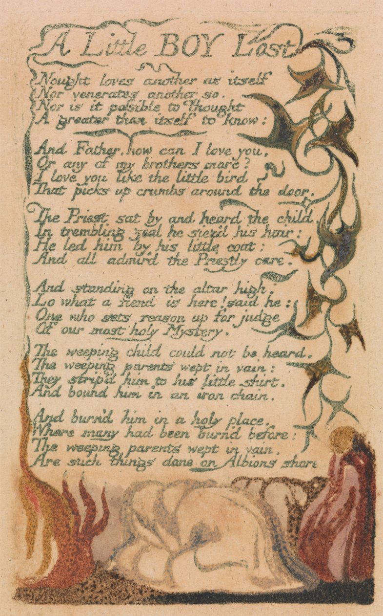 Songs of Innocence and of Experience, Plate 43, "A Little Boy Lost" (Bentley 50) av William Blake