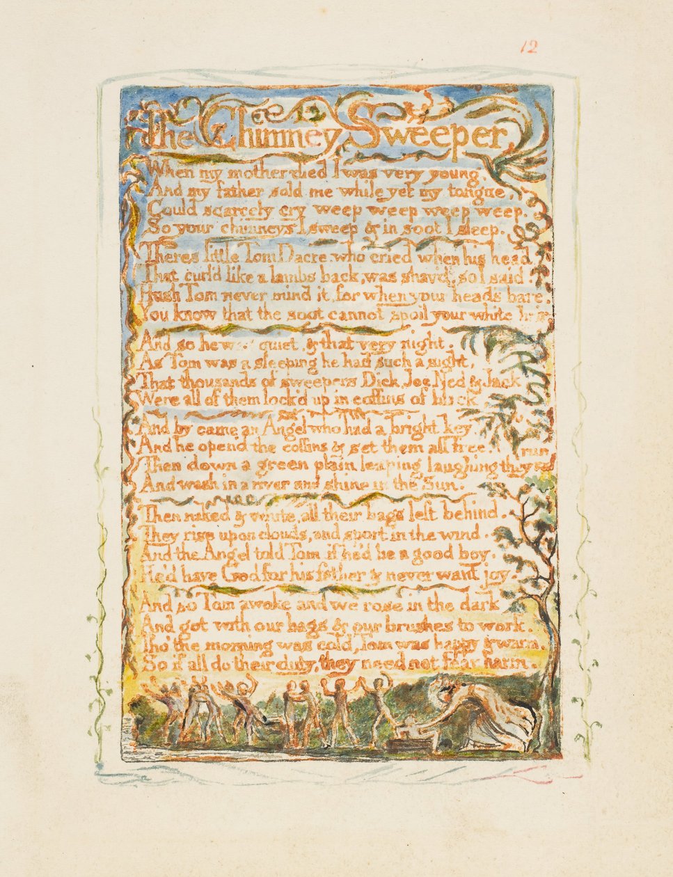 Sånger om oskuld och erfarenhet: Skorstensfejaren, ca. 1825. av William Blake