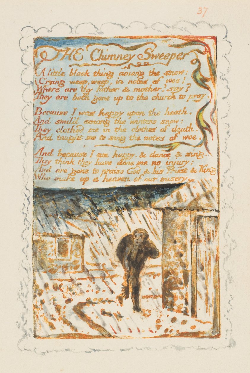 Sånger om oskuld och erfarenhet: Skorstensfejaren, ca. 1825. av William Blake