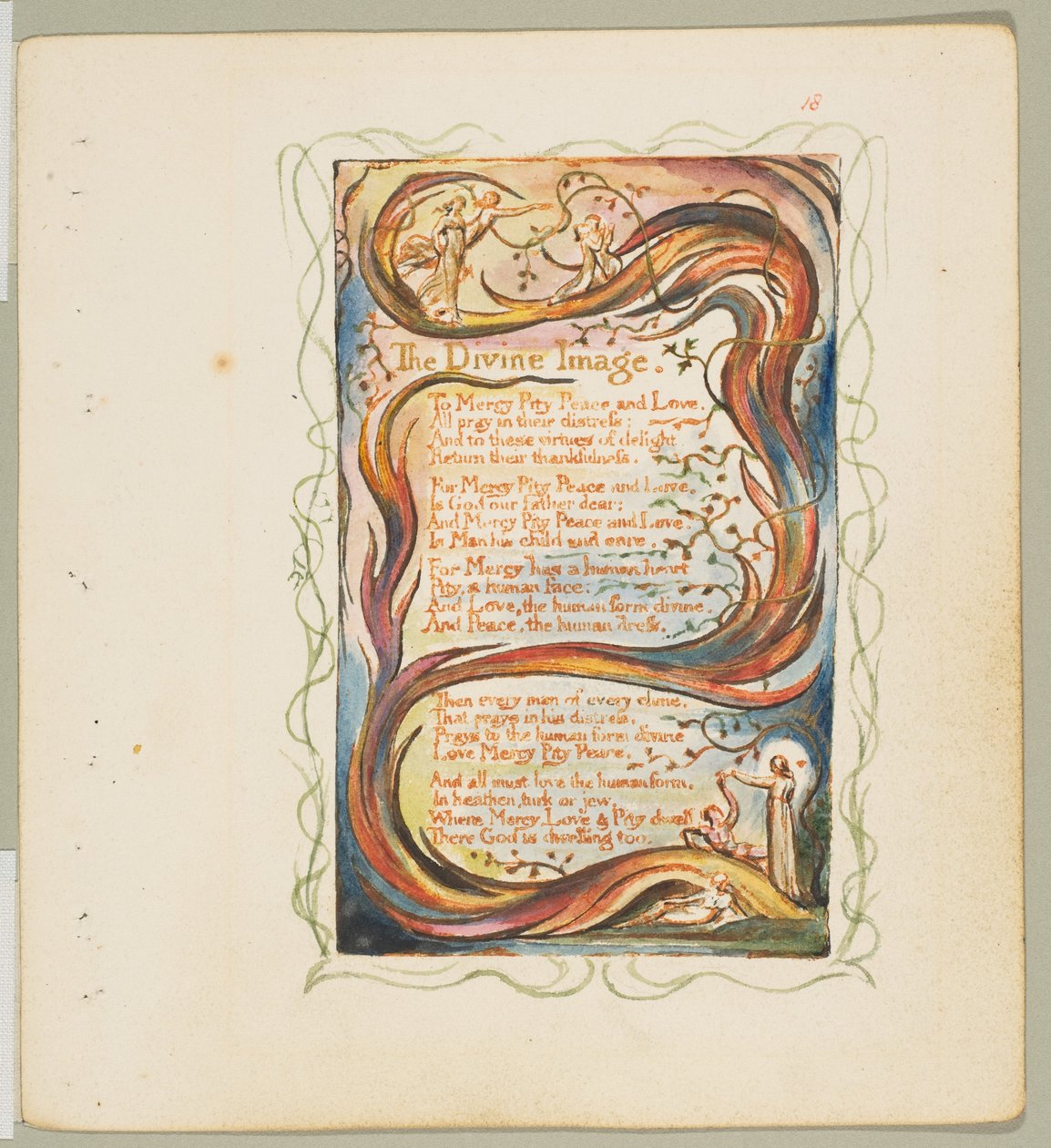 Sånger om oskuld och upplevelse: The Divine Image, ca. 1825. av William Blake