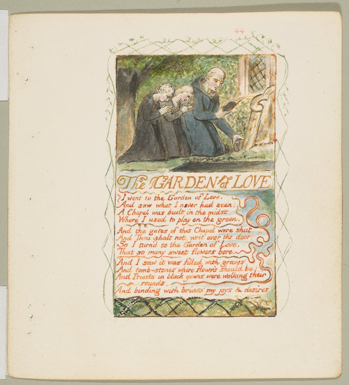 Sånger om oskuld och erfarenhet: Kärlekens trädgård, ca. 1825. av William Blake