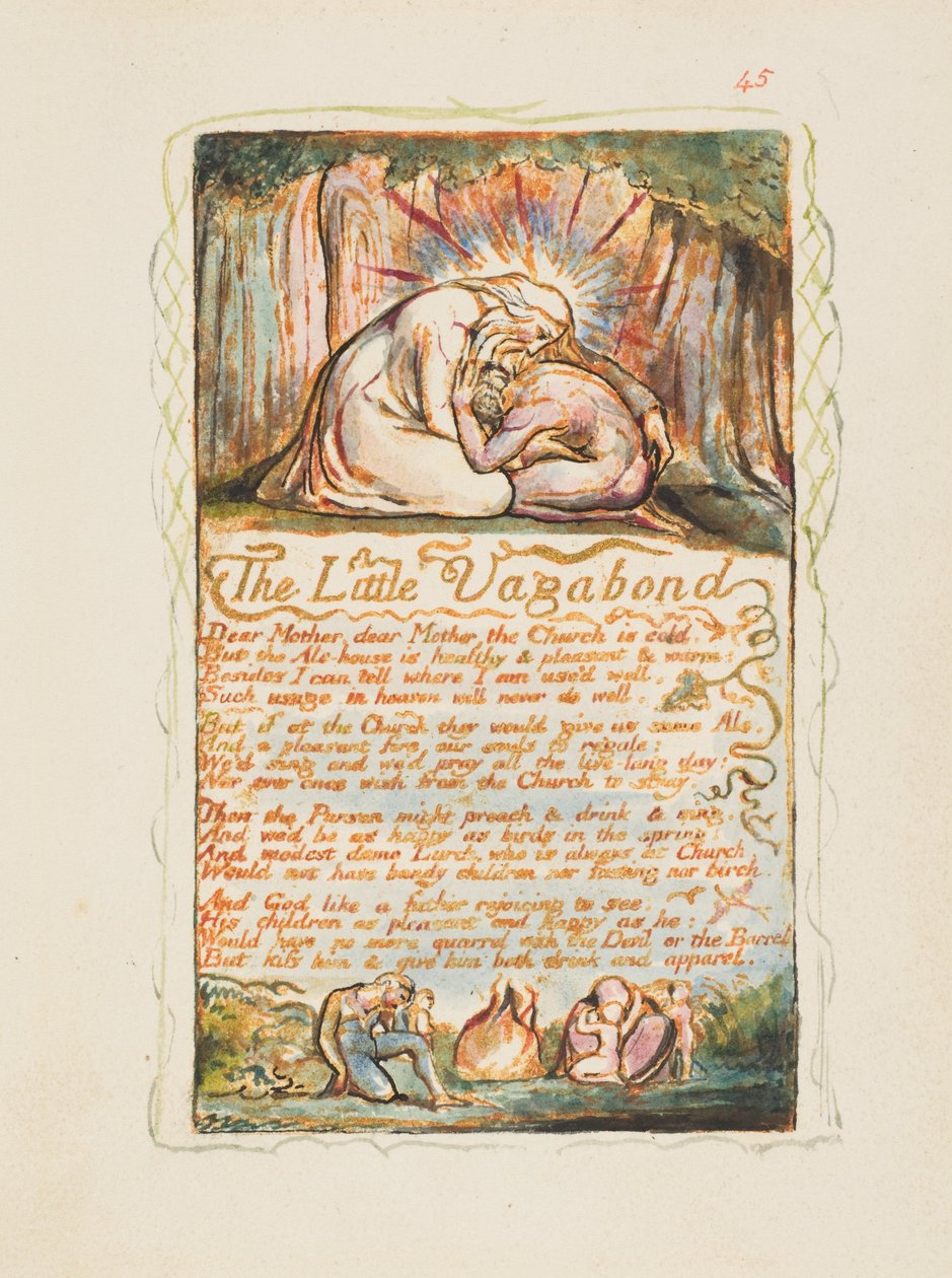 Sånger om oskuld och erfarenhet: The Little Vagabond, ca. 1825. av William Blake
