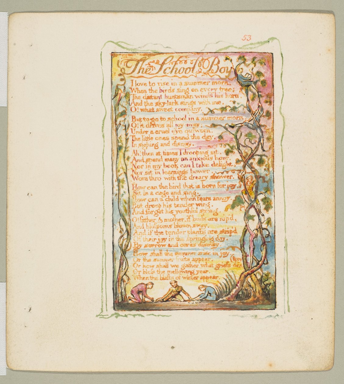 Sånger om oskuld och erfarenhet: The School Boy, ca. 1825. av William Blake