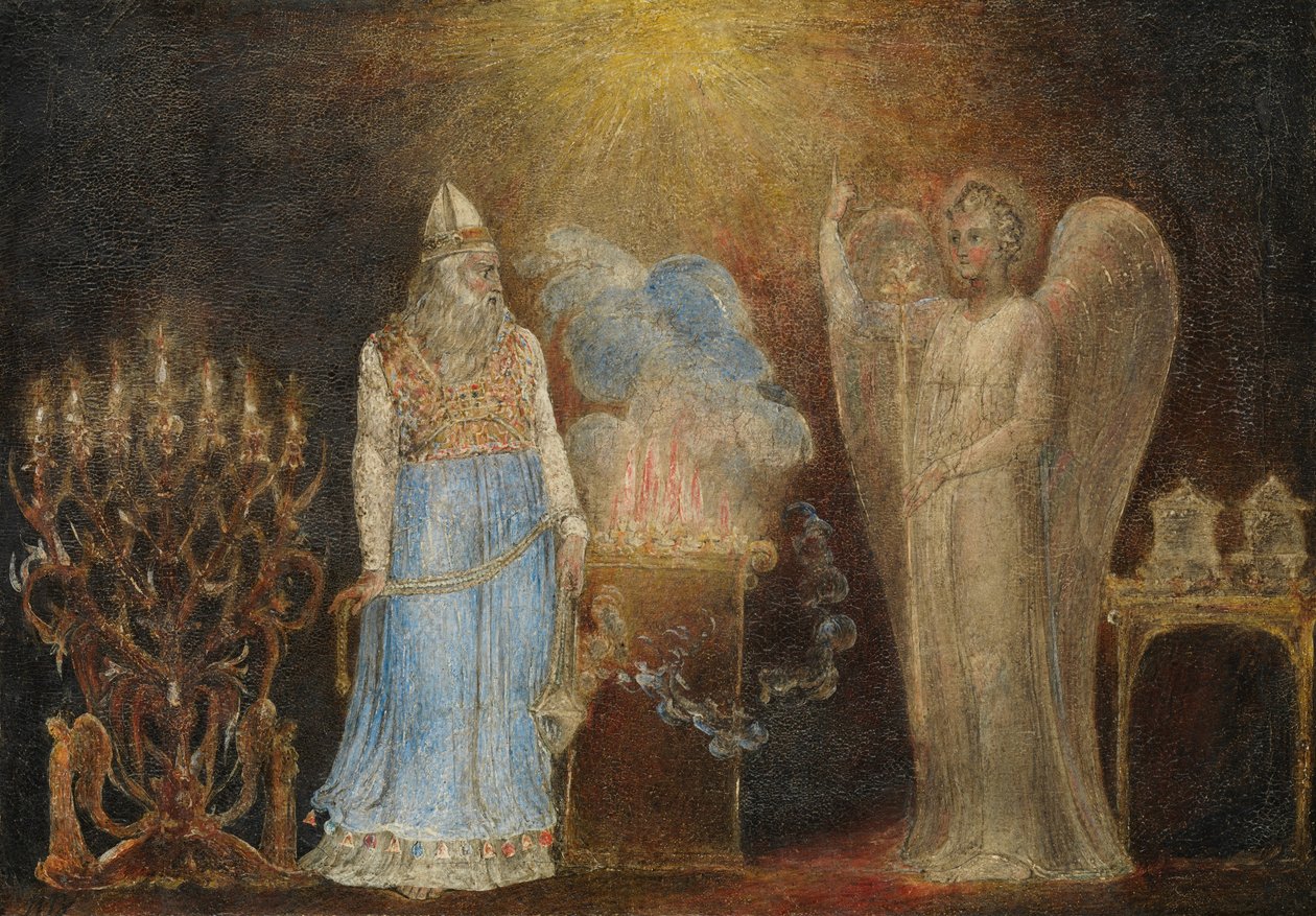 Ängeln som visar sig för Zacharias, 1799-1800. av William Blake