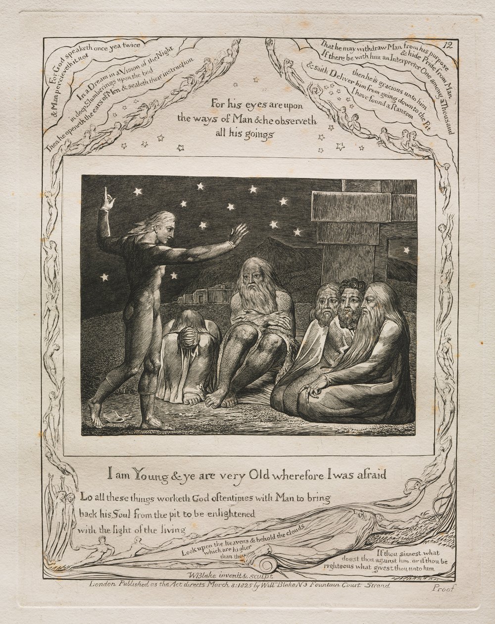 Jobs bok: Pl. 12, Jag är ung och ni är mycket gamla, därför var jag rädd av William Blake