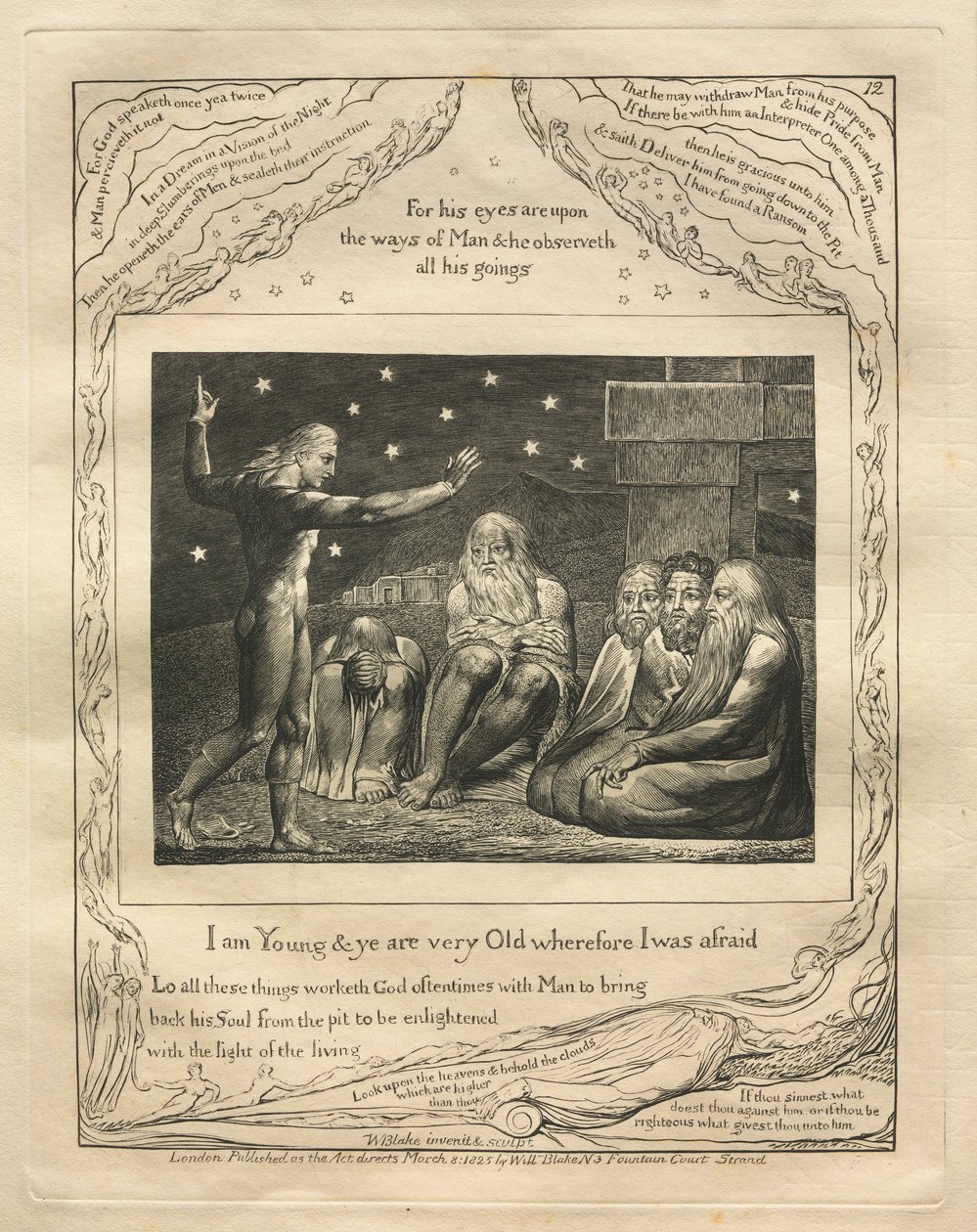 Jobs bok: Pl. 12, Jag är ung och ni är mycket gamla, därför var jag rädd av William Blake