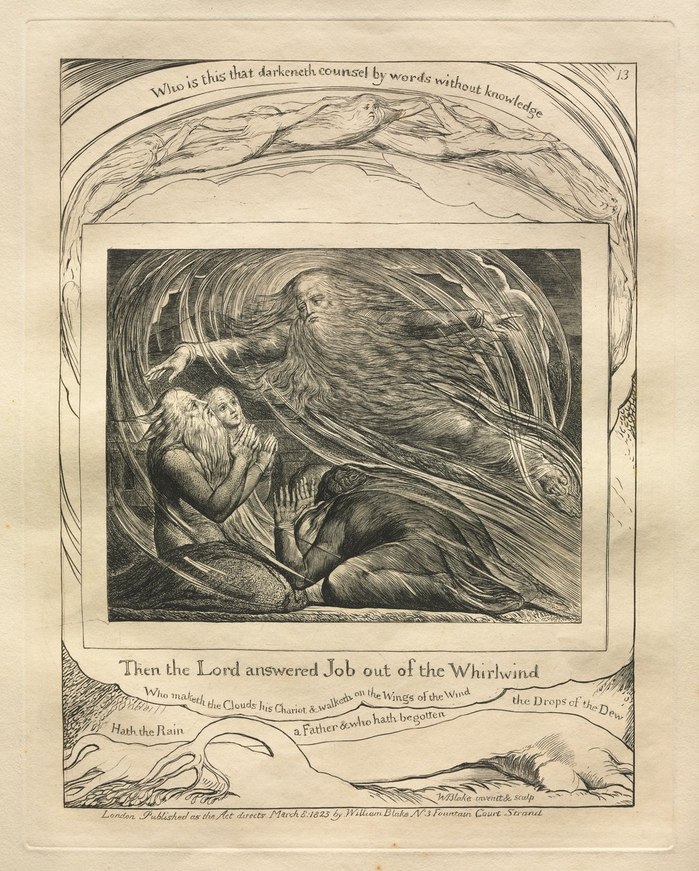 Jobs bok: Pl. 13, Då svarade Herren Job ur virvelvinden av William Blake