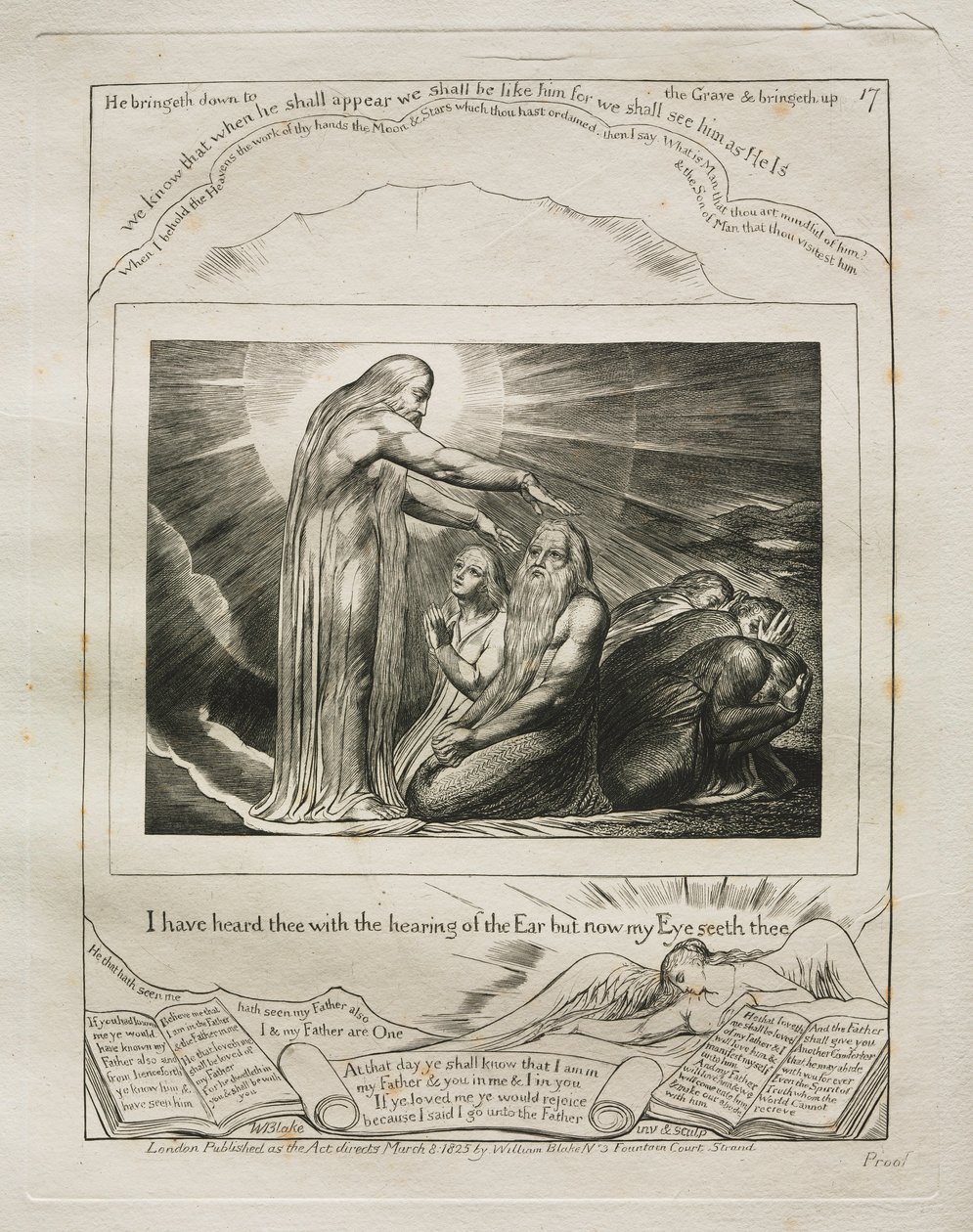 Jobs bok: Pl. 17, jag har hört dig med örat, men nu mitt öga..., 1825. av William Blake