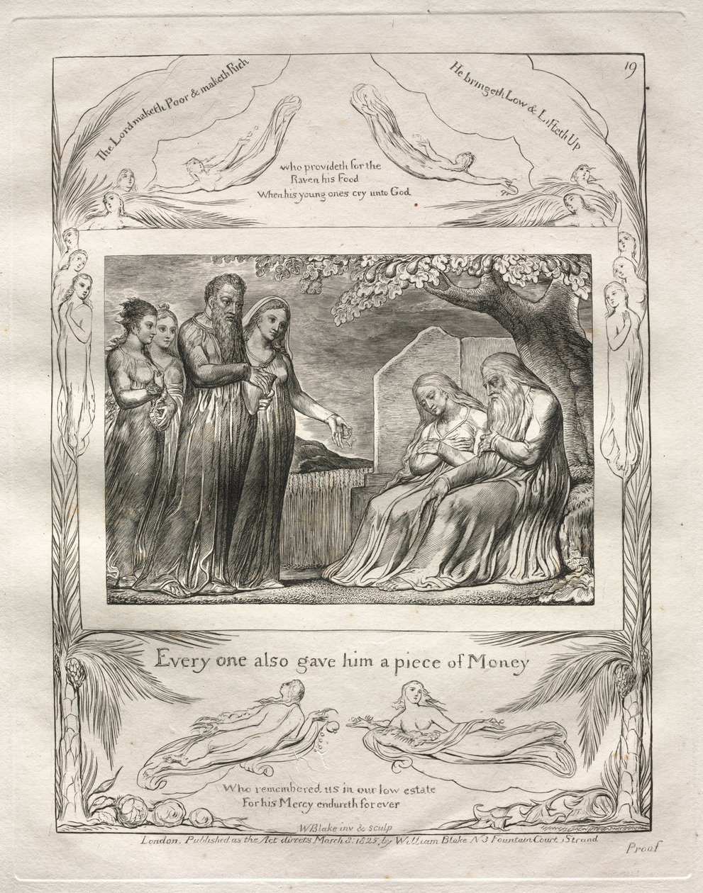 Jobs bok: Pl. 19, Var och en gav honom också en penning av William Blake