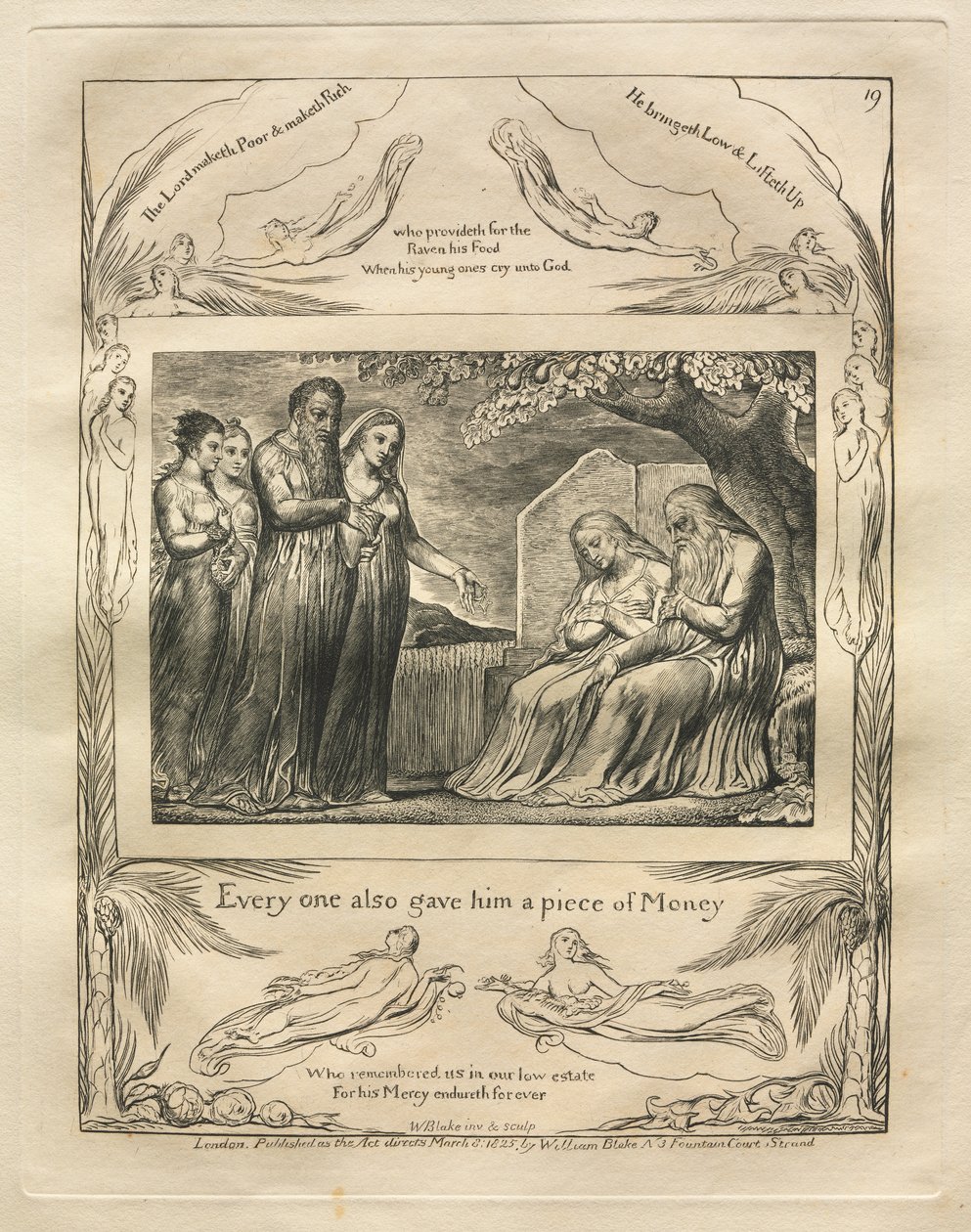 Jobs bok: Pl. 19, Var och en gav honom också en penning av William Blake