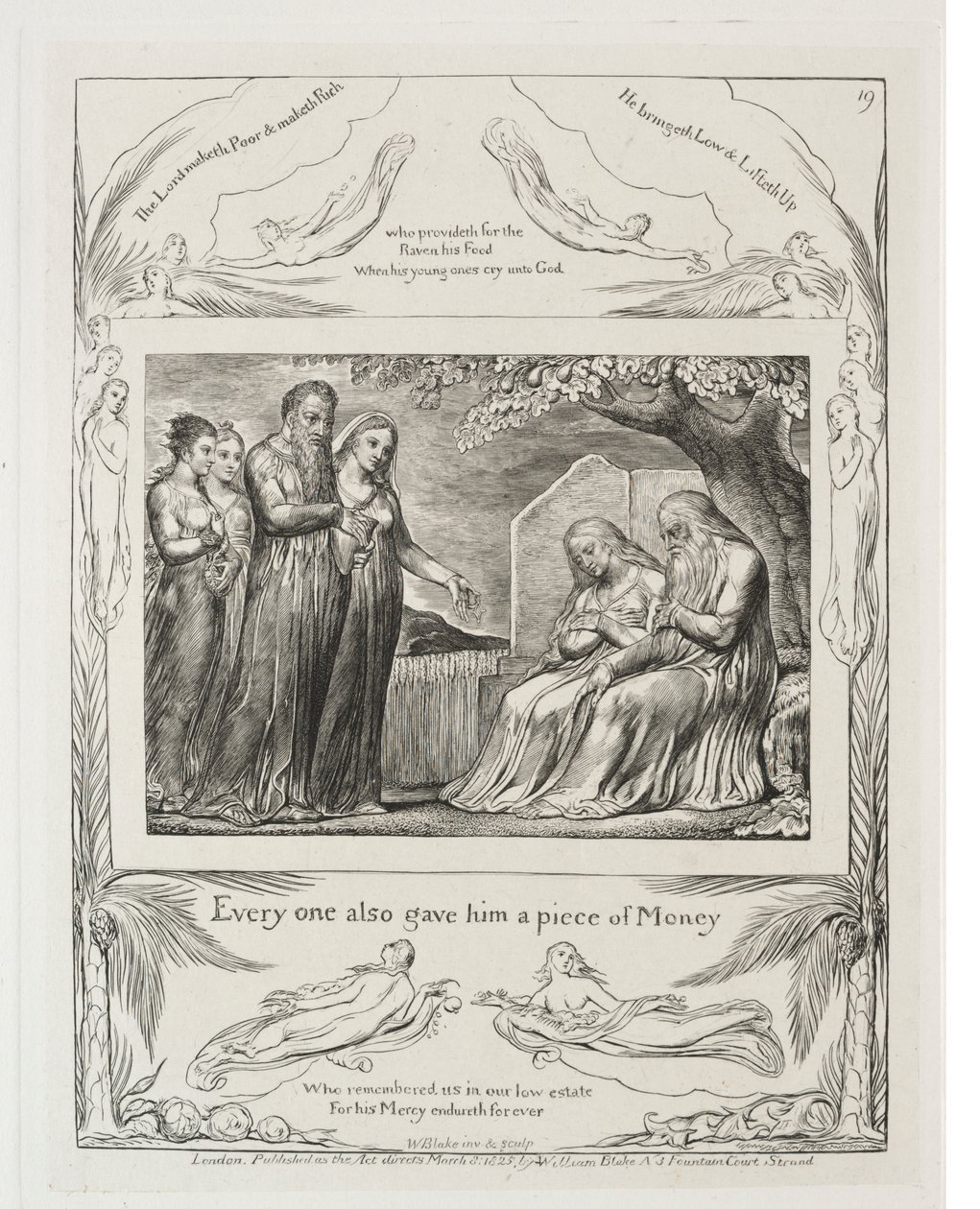 Jobs bok: Pl. 19, Var och en gav honom också en penning av William Blake