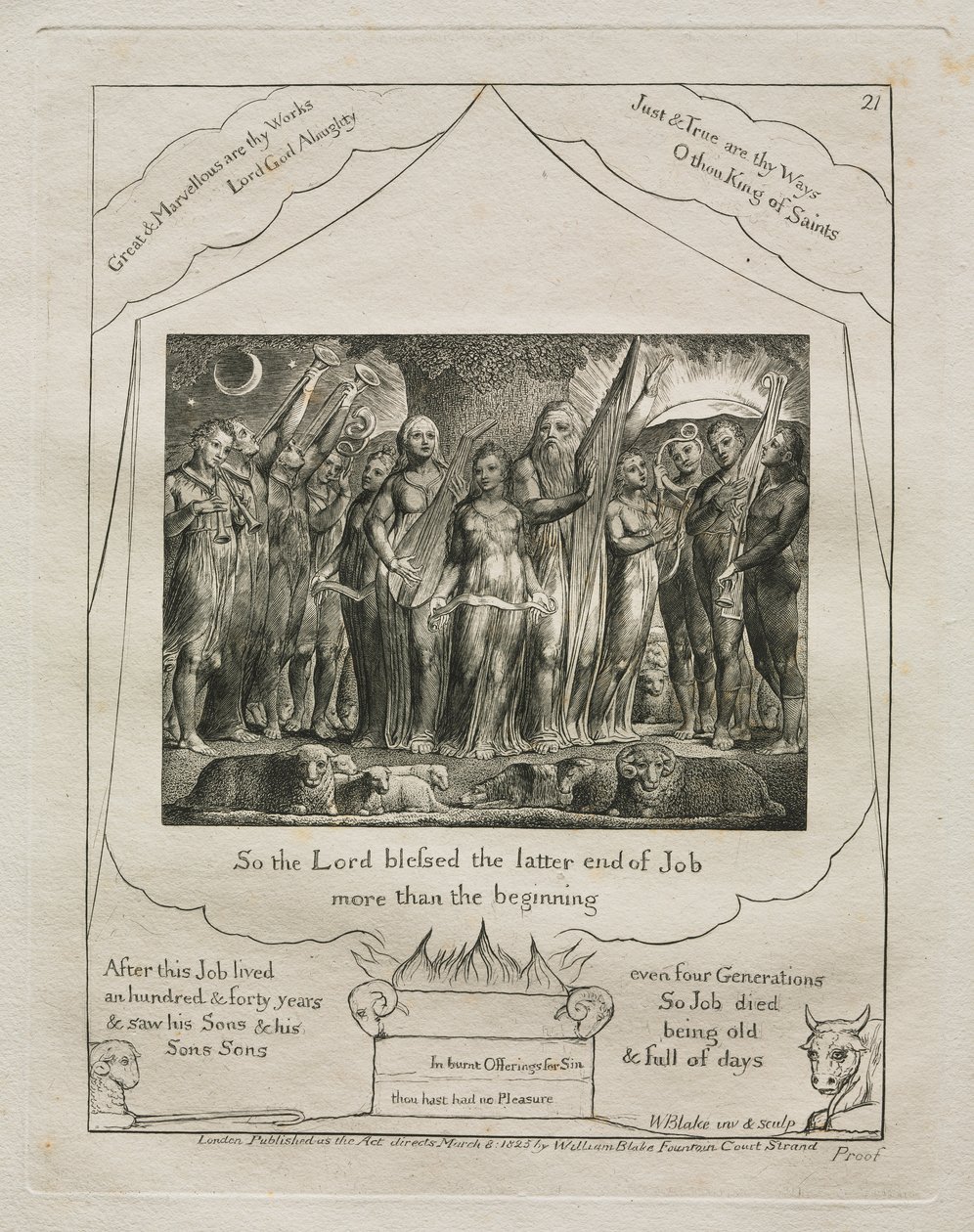 Jobs bok: Pl. 21, Så välsignade Herren Jobs sista ände / mer än början av William Blake