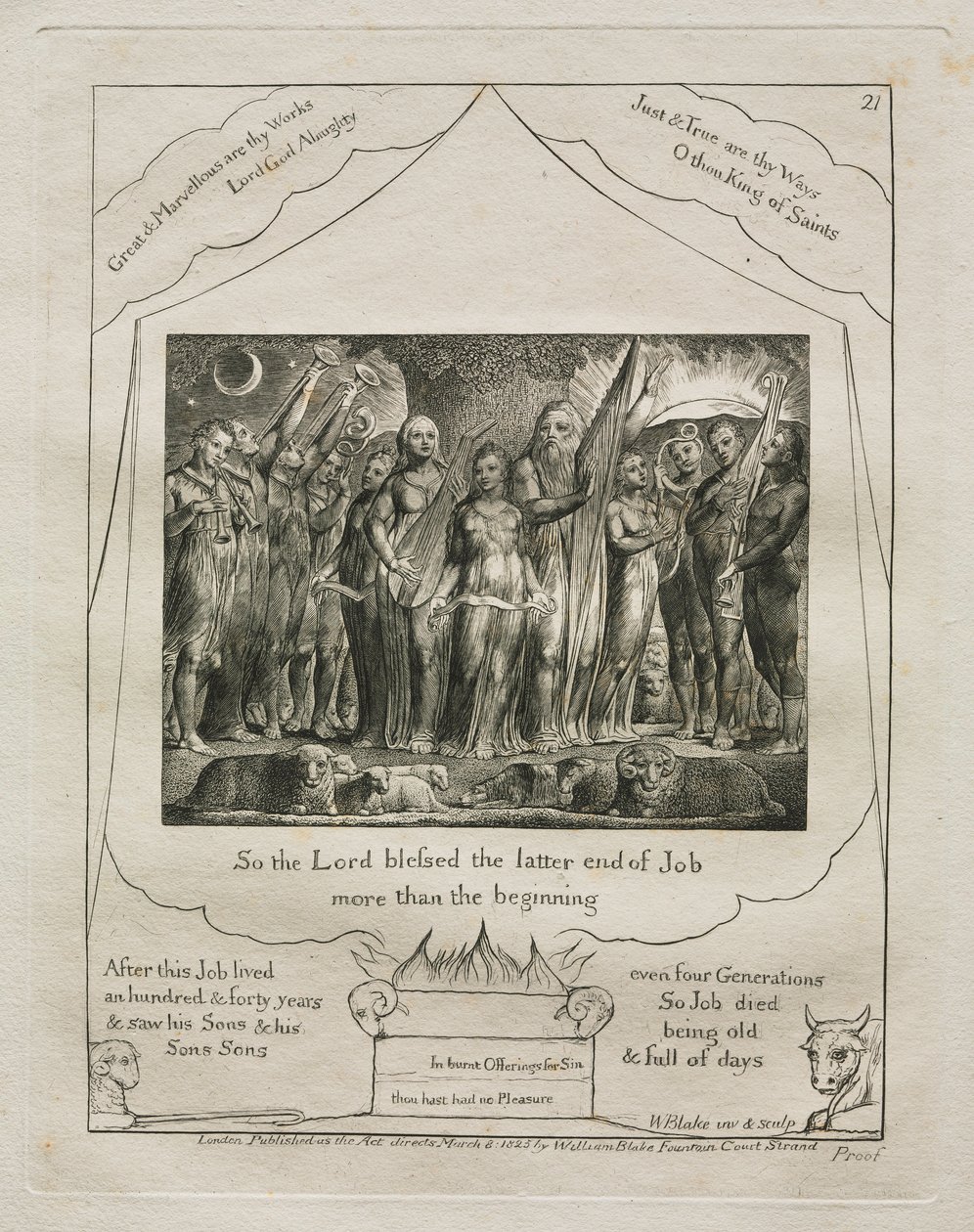 Jobs bok: Pl. 21, Så Herren välsignade Jobs senare ände mer än 1825. av William Blake