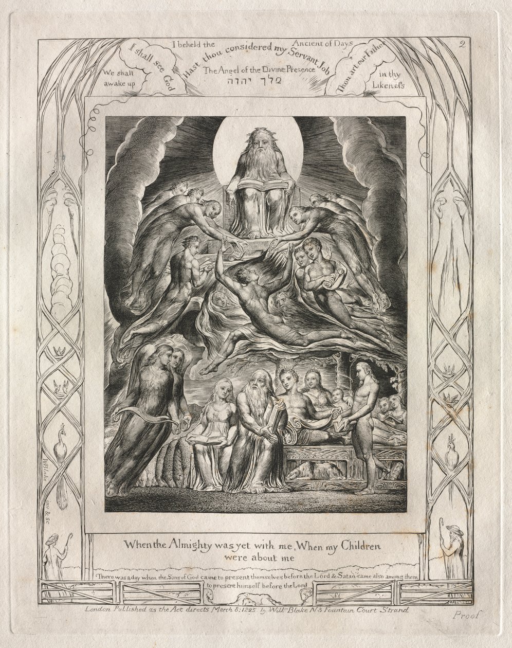Jobs bok: Pl. 2, När den Allsmäktige ännu var med mig, När mina barn / var omkring mig av William Blake