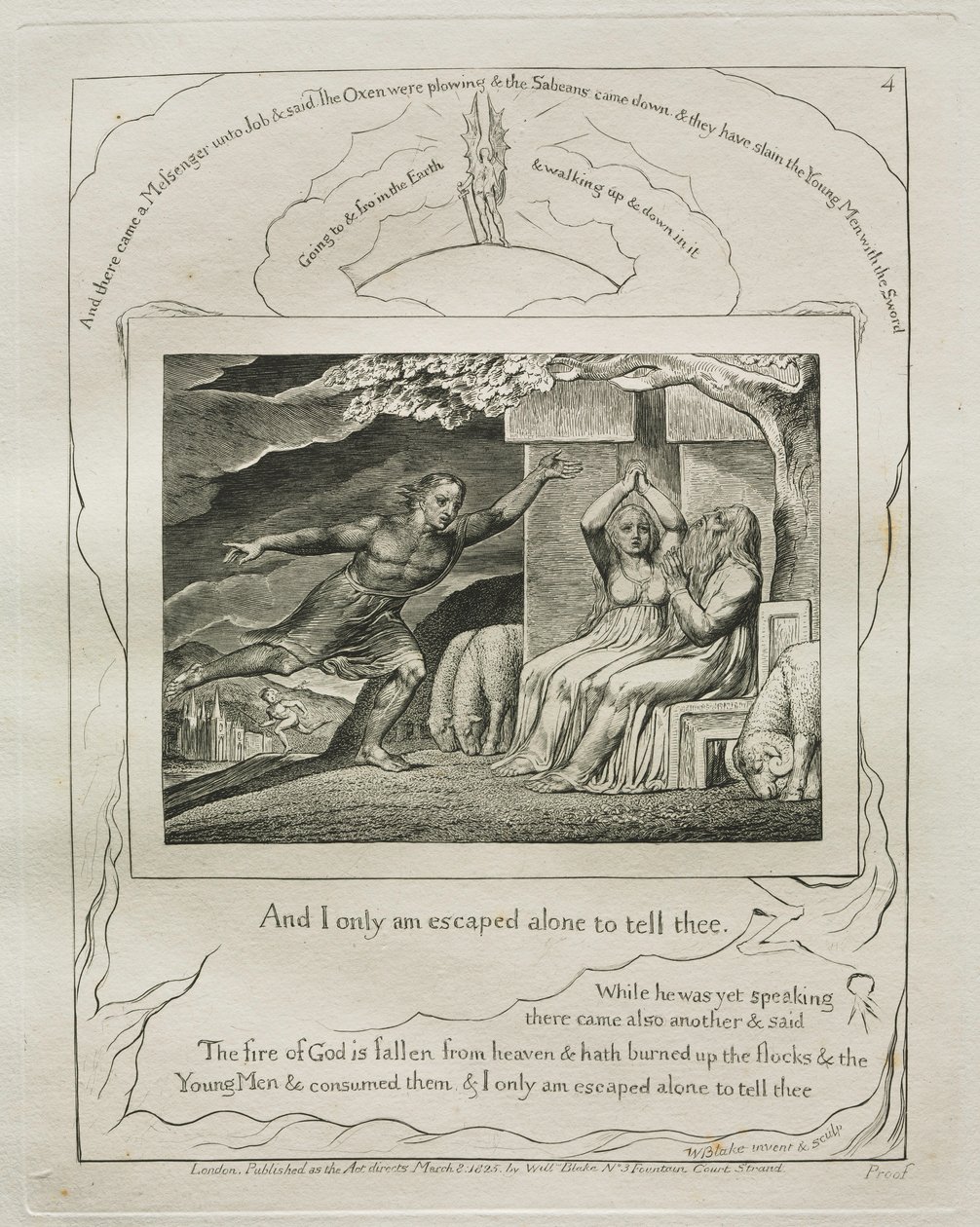 Jobs bok: Pl. 4, Och jag är ensam ensam för att berätta för dig, 1825. av William Blake