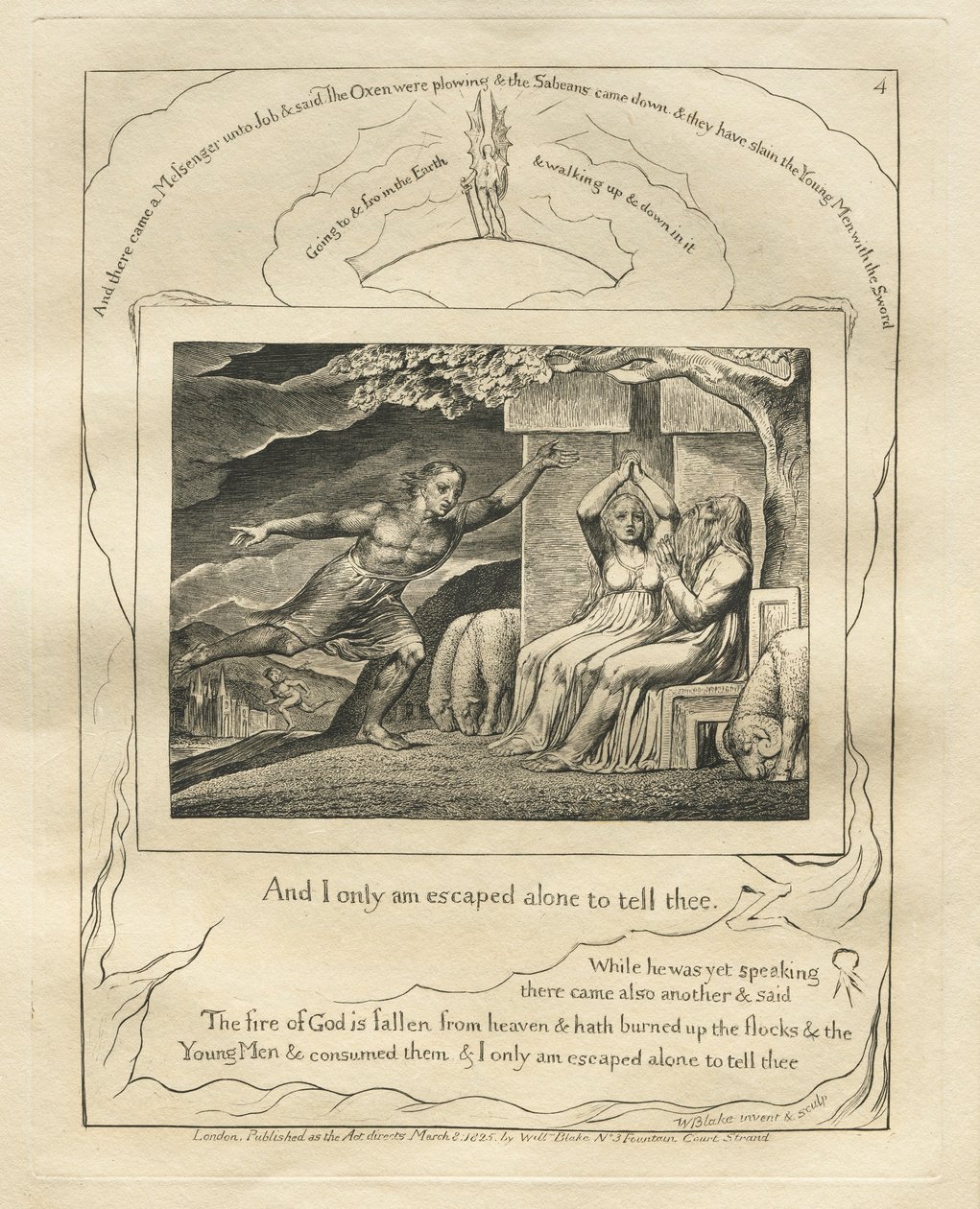 Jobs bok: Pl. 4, Och jag är ensam ensam för att berätta för dig, 1825. av William Blake