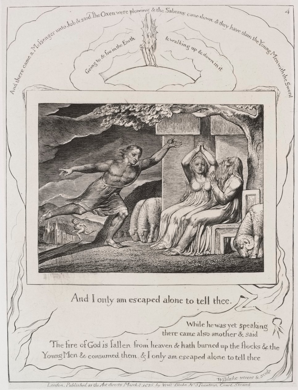 Jobs bok: Pl. 4, och jag är bara ensam för att berätta för dig, 1825. av William Blake