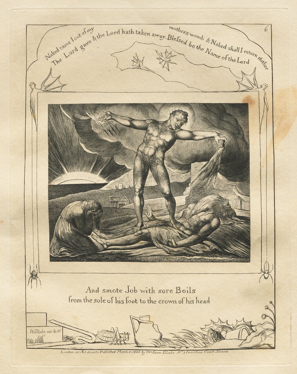 Jobs bok: Pl. 6, Och slog Job med ömma bölder / från fotsulan till hjässan av William Blake