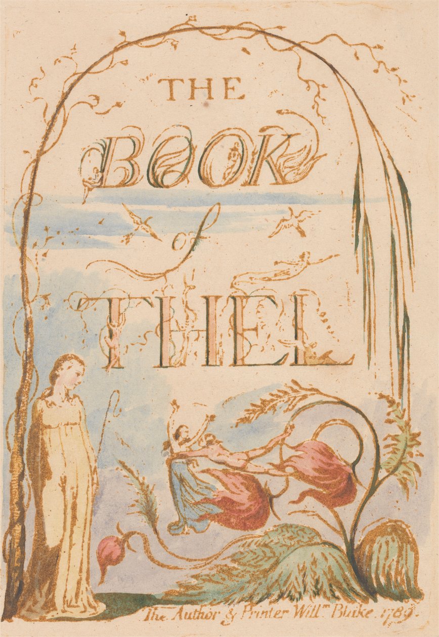 The Book of Thel, tavla 2, titelsida av William Blake