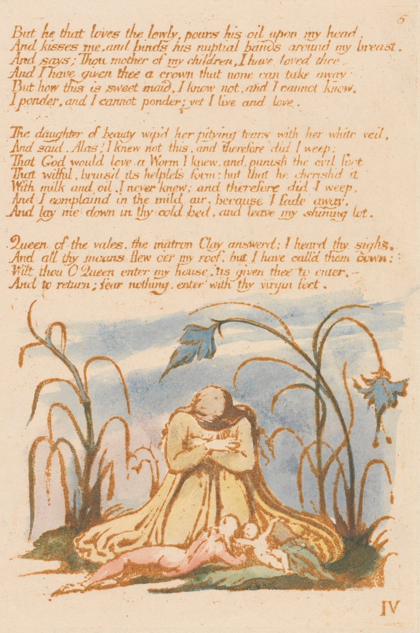 Thelboken, plåt 7, "Men den som älskar de låga ...." av William Blake