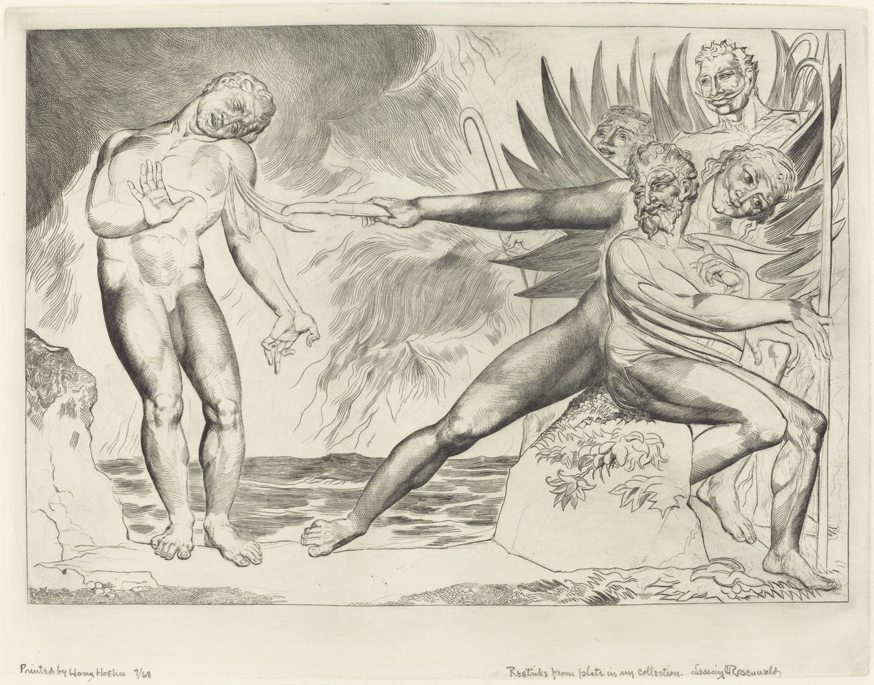 De korrupta tjänstemännens krets, The Devils Tormenting Ciampolo, 1827. av William Blake