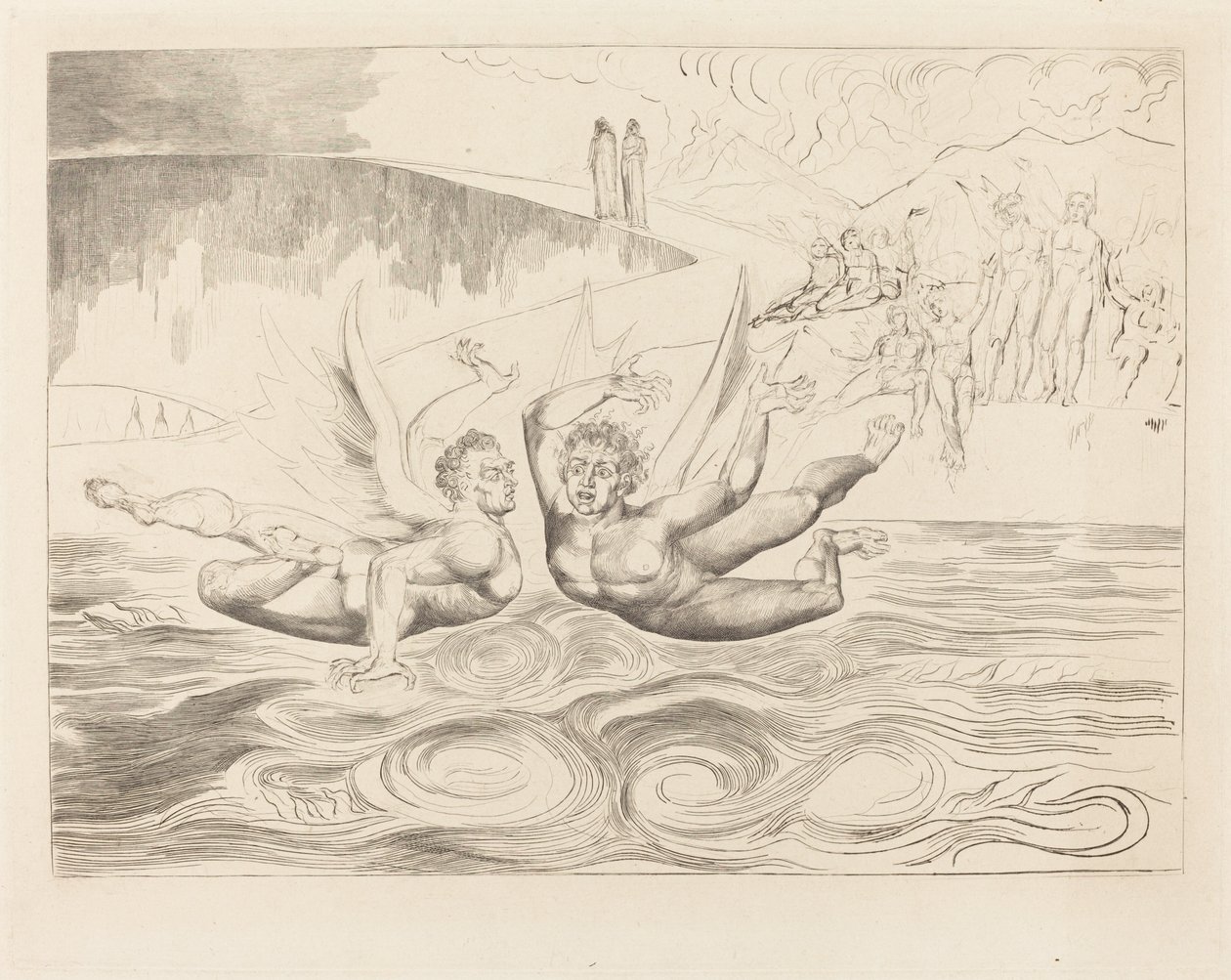 De korrupta tjänstemännens krets; djävlarna som masar varandra av William Blake