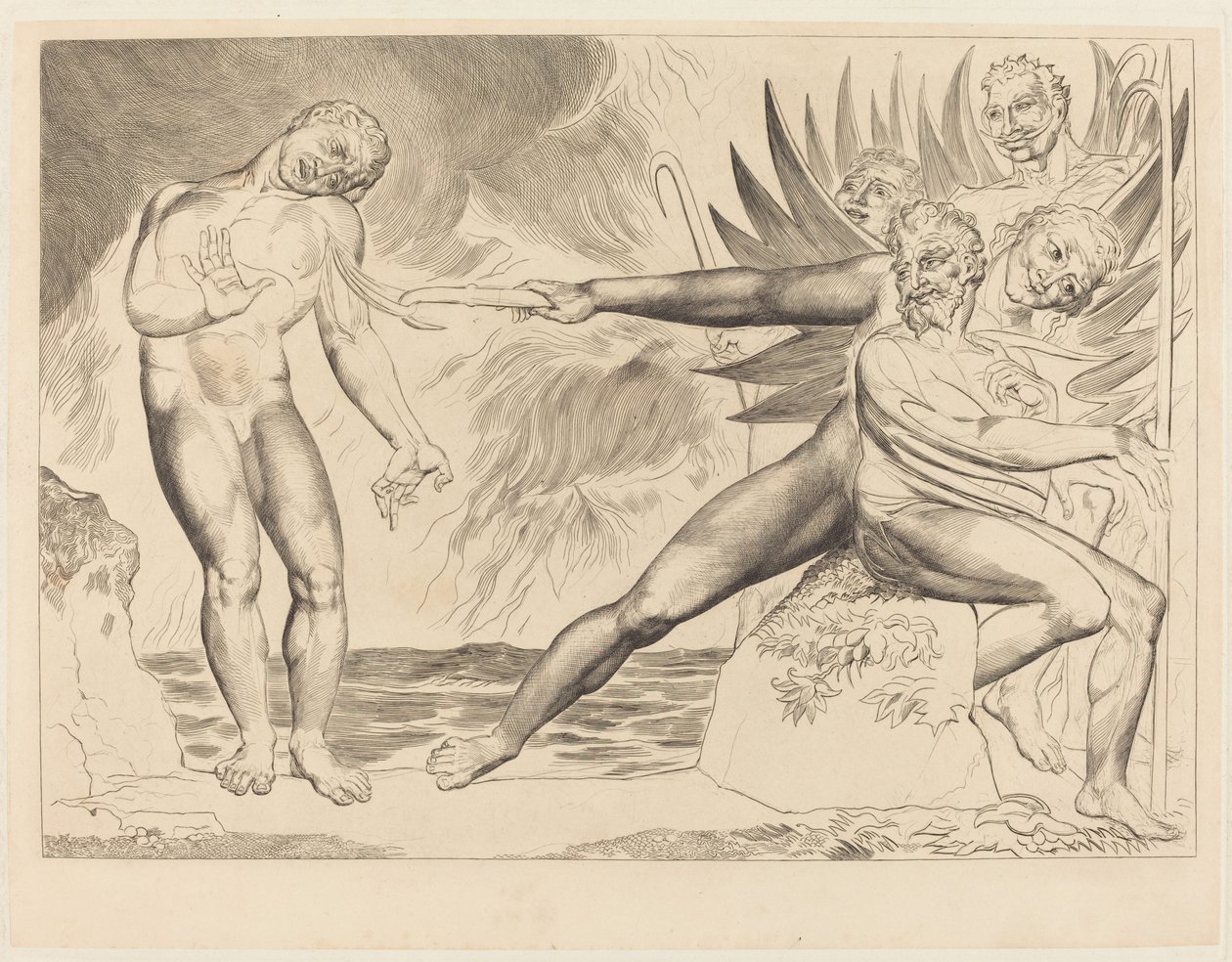De korrupta tjänstemännens krets; djävlarna plågar Ciampolo av William Blake