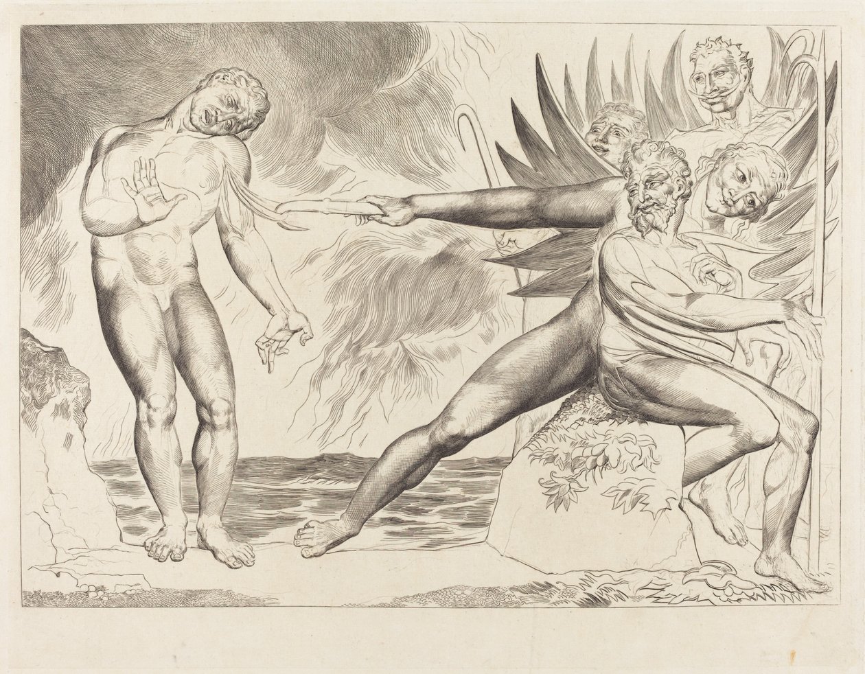 De korrupta tjänstemännens krets; djävlarna plågar Ciampolo av William Blake