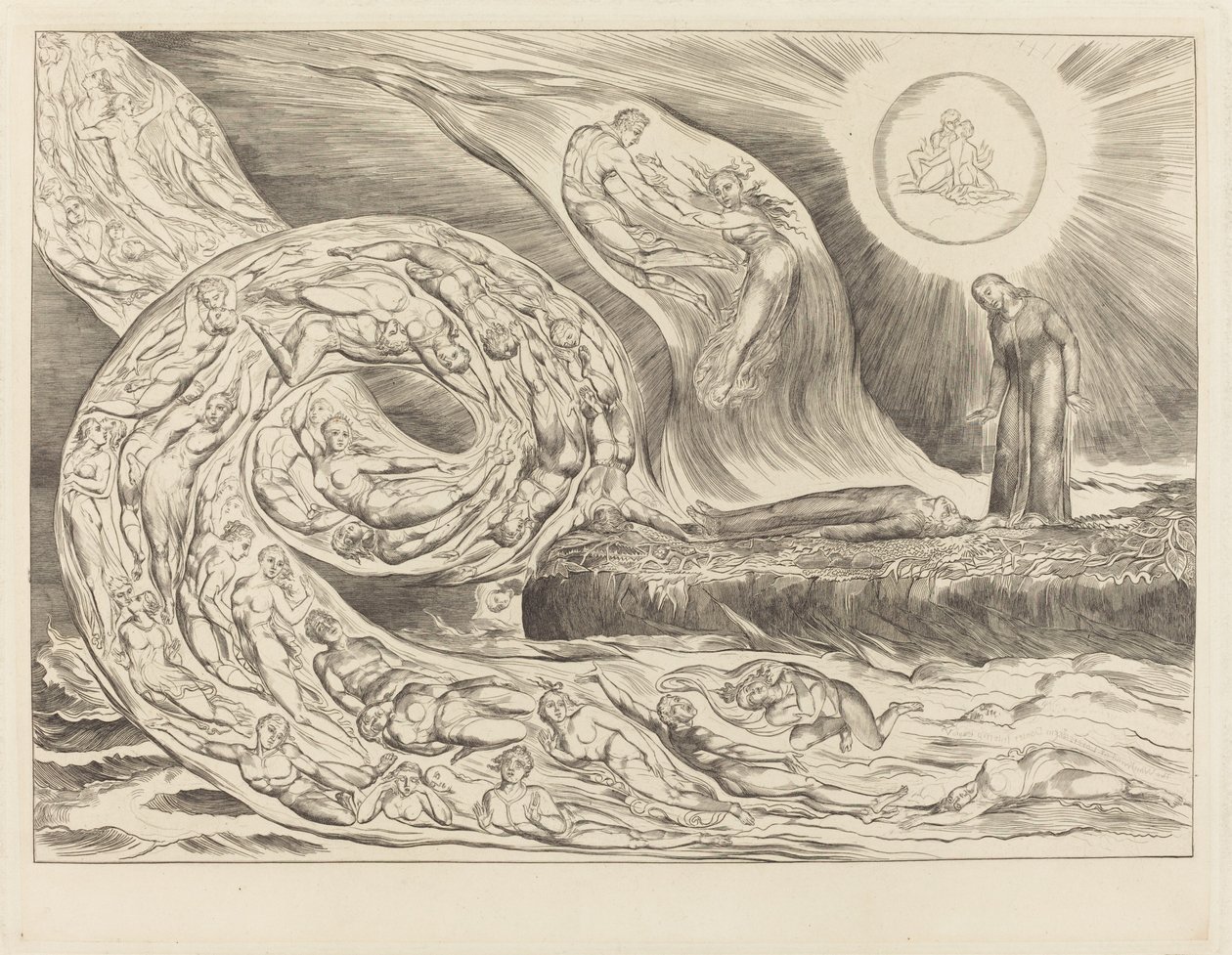 The Circle of the Lustful: Paolo och Francesca, 1827. av William Blake