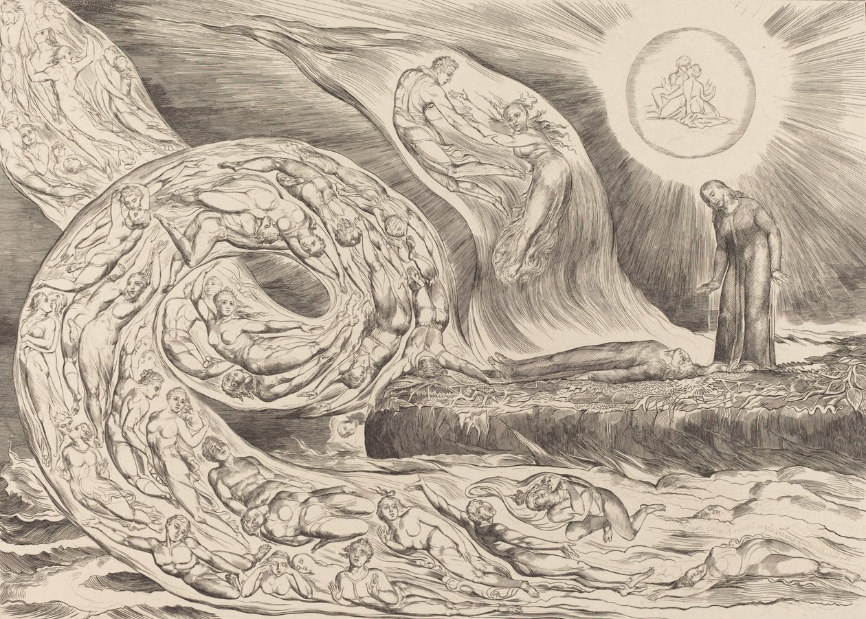 The Circle of the Lustful: Paolo och Francesca, 1827. av William Blake